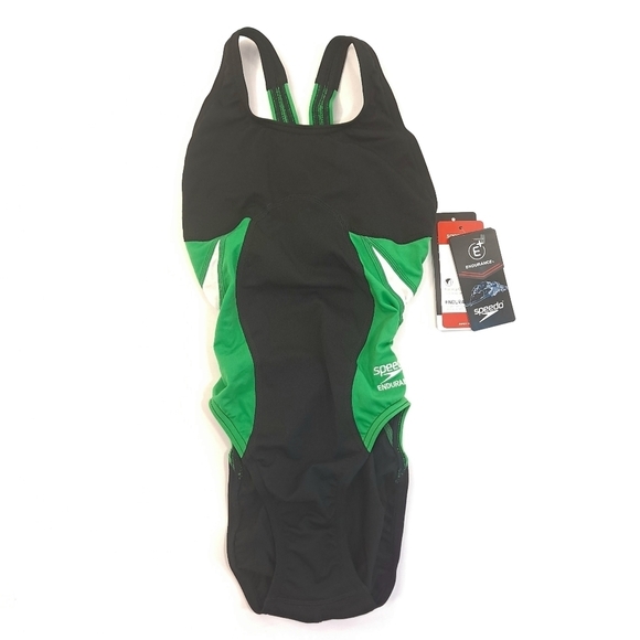 Speedo Womens One Piece Swimsuit Endurance+ Super Pro Team Black Green Sz 22 XXS - Picture 4 of 16